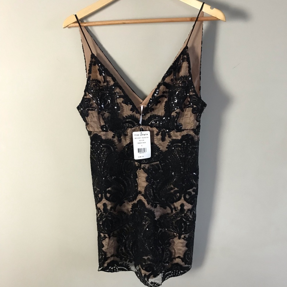 NWT Sparkly Black Free People Mini Dress - Picture 2 of 8